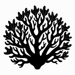 Naklejka premium coral silhouette close up vector black on white background