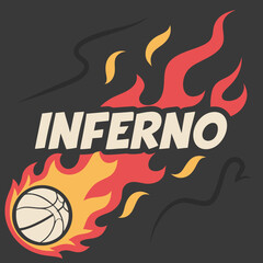Fiery Basketball Inferno Logo Design.