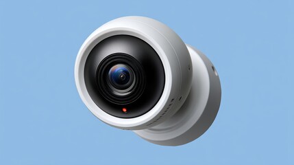 Modern security camera against blue background