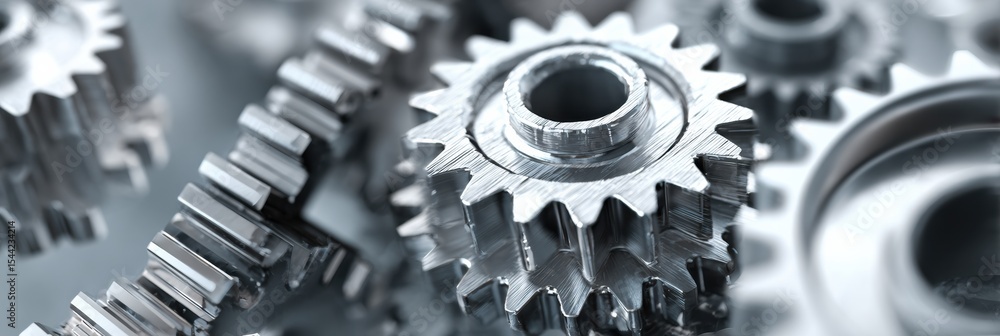 Fototapete Abstract Gears and Cogs Interlocking in a Clean Layout Creating a Harmonious Mechanical Design