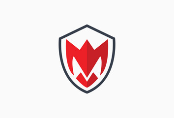 Initial M letter in a Shield Logo Design Element