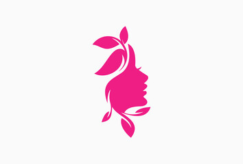 Natural Beauty Face Woman for salon, beauty care, cosmetic, treatment logo design element