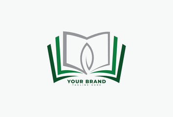 leaf book vector logo design element