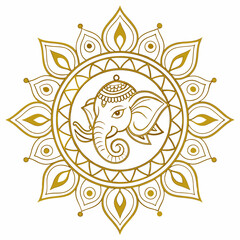 Obraz premium Golden Ganesha Mandala: Intricate Deity Design.