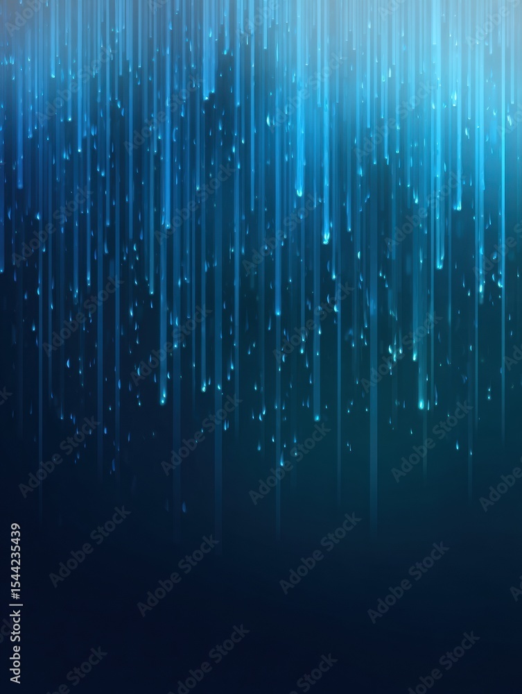 Aufkleber Elegant Blue Rain Falls Gently Across a Soft Gradient Background, Creating a Serene and Calming Atmosphere With a Focus on Tranquility