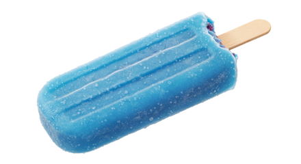 Refreshing blue raspberry ice pop summer treat on a stick frozen dessert food photography image on transparent background