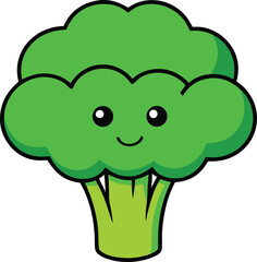 Cute cartoon broccoli character illustration for kids
