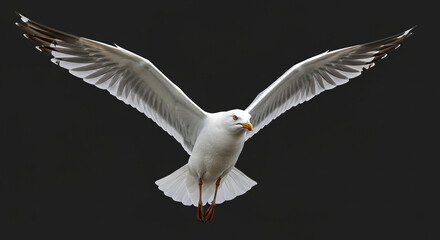 Fototapeta premium Isolated seagull in flight with wings spread against a neutral backdrop for stock photography usage on transparent background