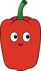 Cute cartoon red bell pepper with happy face illustration