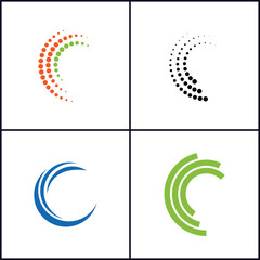 Creative Logo Concepts with Circular and Wave-like Elements, Half tone effect