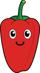 Happy red bell pepper cartoon character illustration