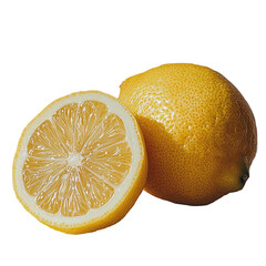 Vibrant Yellow Lemon, Half Sliced, Juicy Citrus Fruit, Refreshing