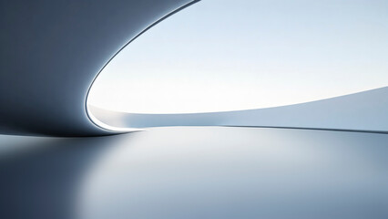 Sci-fi curved building, square platform, car advertisement background