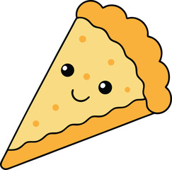 Cute cartoon slice of pie with happy face illustration