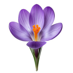 Fototapeta premium Isolated crocus flower purple spring bloom saffron floral blossom botanical garden petal nature plant on transparent background