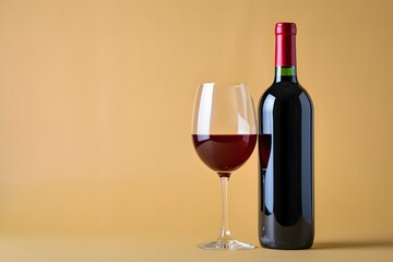 Elegant Wine Still Life Red Wine Bottle and Glass
