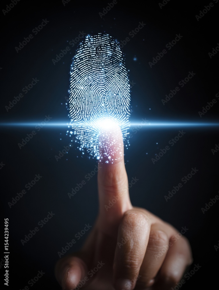 Leinwandbilder Digital Fingerprint Representing Secure ID Access in a High-Tech Setting