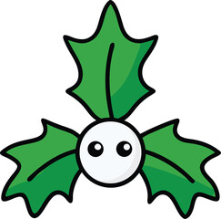 Cute cartoon holly berry illustration for christmas designs