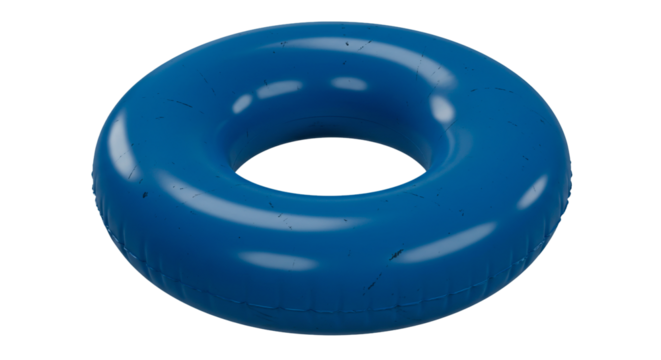 Stock photo of a vibrant cerulean torus shape for design elements and geometric backgrounds usage on transparent background