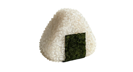 Detailed 3D Render of a Japanese Onigiri Rice Ball with Nori Seaweed on Transparent Background Clipart Realistic Isolated White Single Object