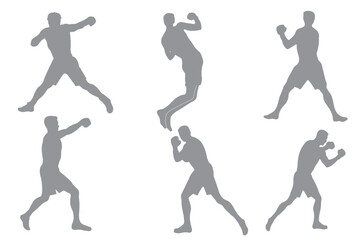 Boxer silhouette illustration. Boxing Silhouette Vector Set. Fighters in Action Poses for Fitness and Combat Sports Design variety.