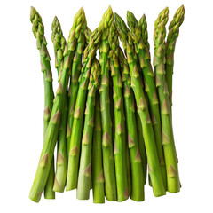 Fresh green asparagus spears isolated on black background for healthy eating and cooking ideas on transparent background
