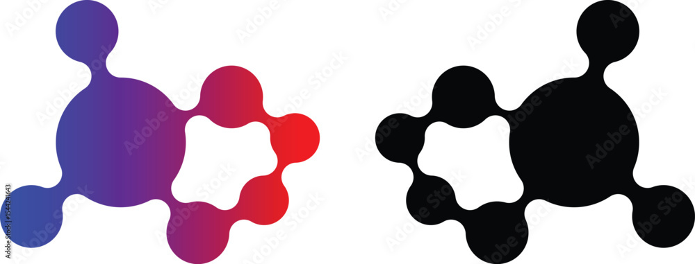 Poster shape with liquid bridge effect abstract molecule graphic design.