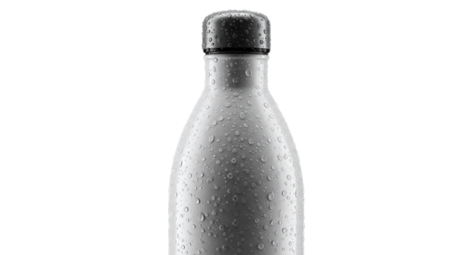 Insulated water bottle stainless steel reusable container for cold liquids and hot drinks hydration on the go on transparent background