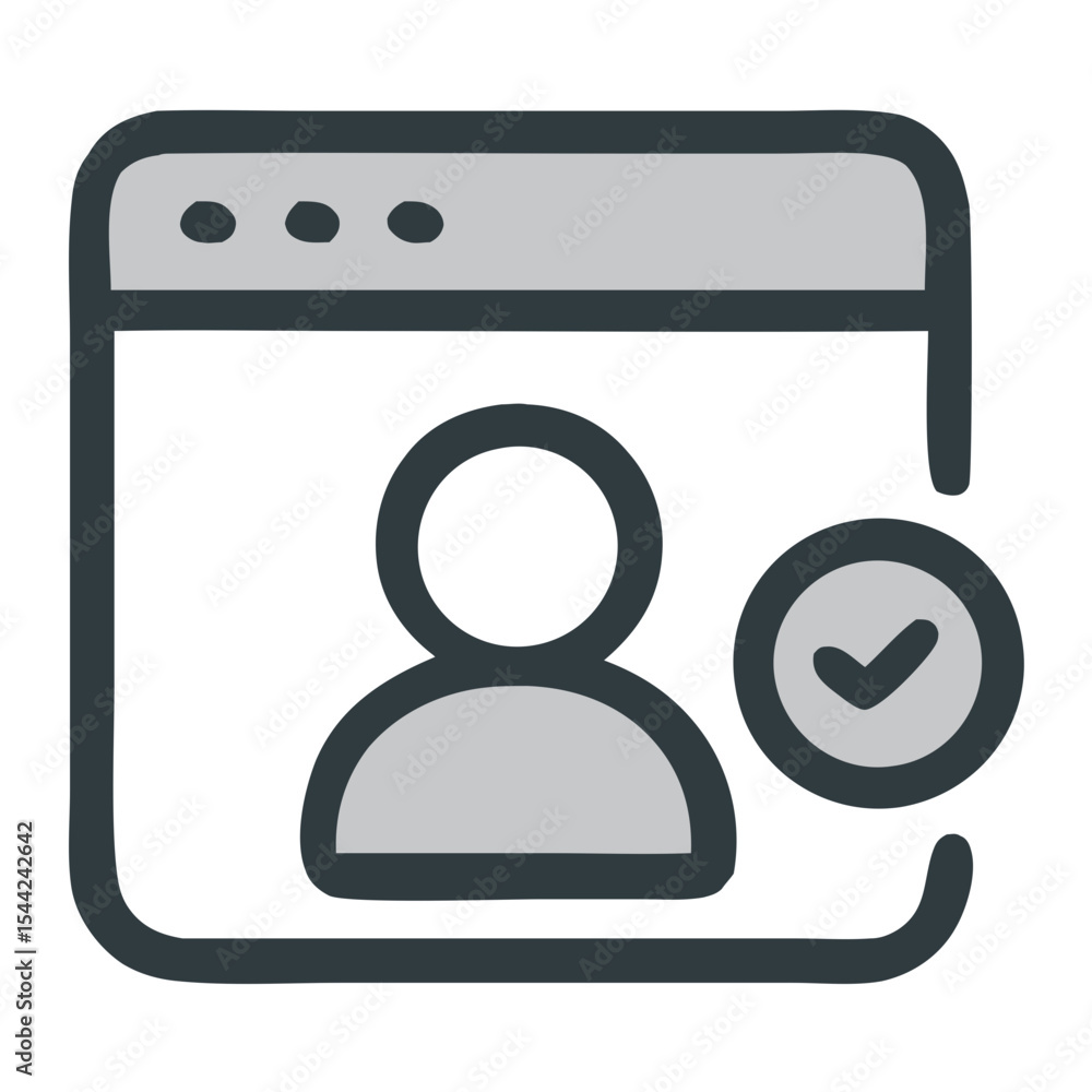 Poster outline modern webpage account checkmark approved process user interface icon
