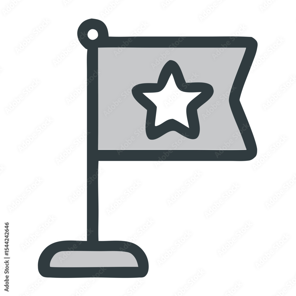 Poster simple outline star flag symbol location pointer and navigation icon