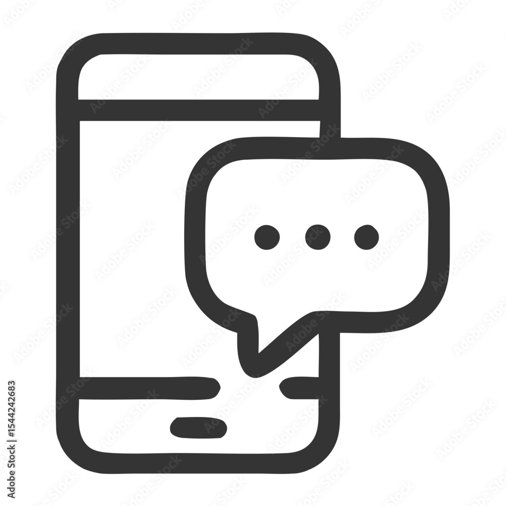 Poster simple outline mobile message notification speech bubble icon element