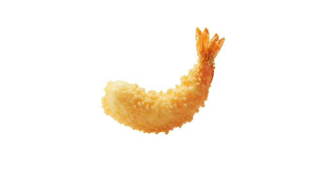 Floating Golden Ebi Tempura on Transparent Background Japanese Culinary Art in High Resolution Detailed Seafood Dish Clipart Isolated on White Ideal For Culinary Projects