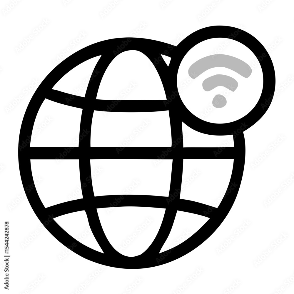 Aufkleber simple outline global connection internet symbol planet network icon