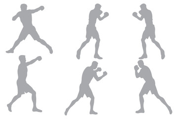 Boxer silhouette illustration. Boxing Silhouette Vector Set. Fighters in Action Poses for Fitness and Combat Sports Design variety.