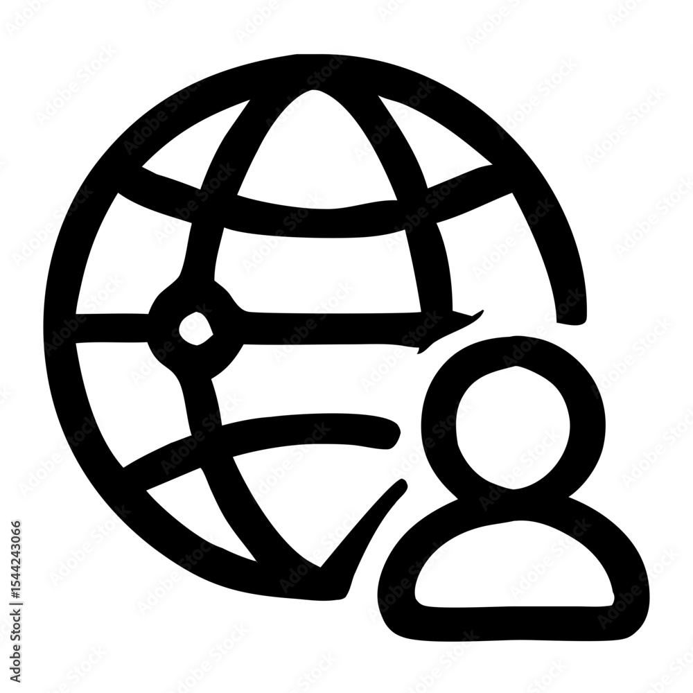 Poster simple outline global network user communication icon for presentation design
