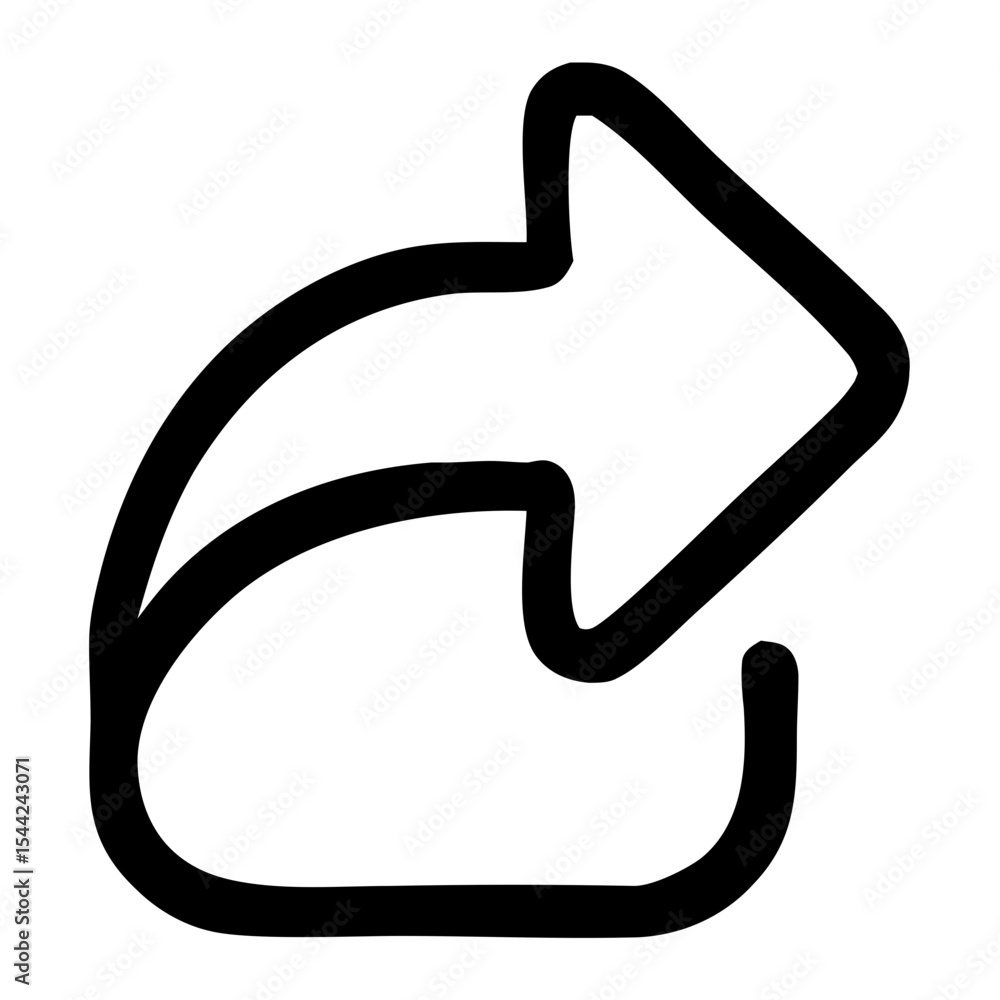 Poster simple outline curved arrow directional sign symbol for navigation interface
