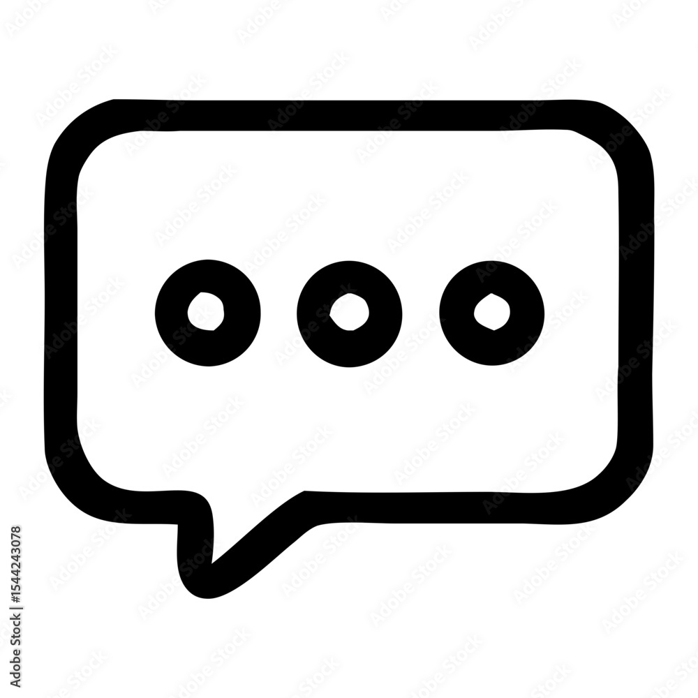 Poster simple line art chat bubble communication icon with three dots