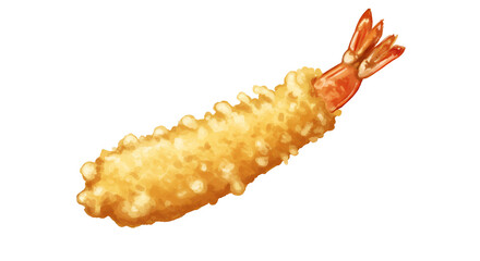 Golden Ebi Tempura Japanese Fried Shrimp Detailed Illustration on Transparent Background