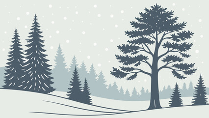 Fototapeta premium vector illustration of a tranquil snowy landscape