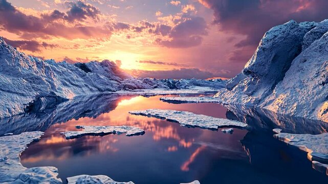Ice scape sunset