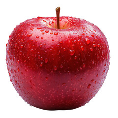 Fresh red apple with water droplets close up shot on black background healthy fruit and food photography on transparent background