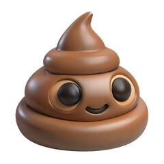 Smiling Poop Emoji 3D Rendering with Transparent Background