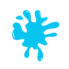 Set of blue drops, raindrops, splash, sea waves, pouring water.