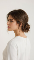 Fototapeta premium A fashion model woman with a beautiful hairstyle