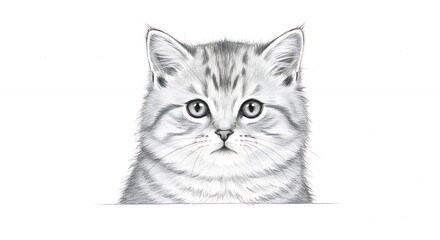Detailed cat portrait drawing