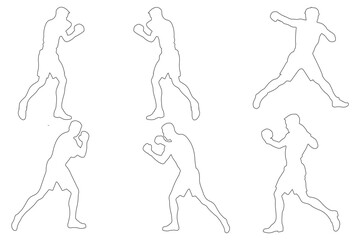 Boxer silhouette illustration. Boxing Silhouette Vector Set. Fighters in Action Poses for Fitness and Combat Sports Design variety.