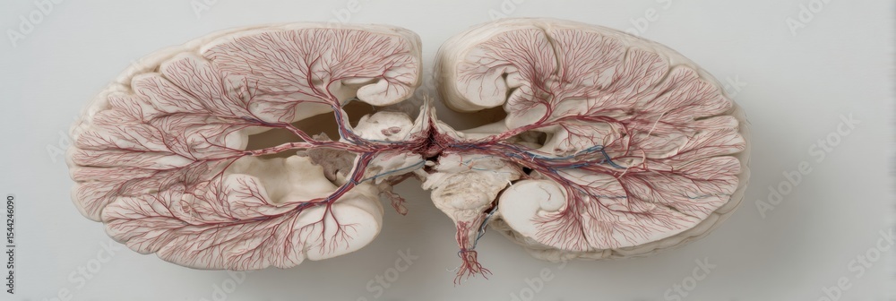 Aufkleber clay model of a brain with exposed nerves showcasing intricate neural pathways in a minimalistic set