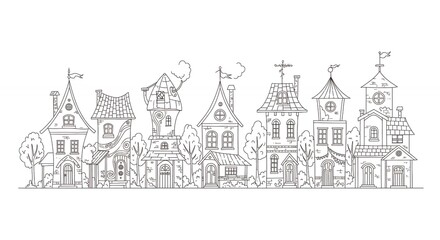 Fototapeta premium Row of whimsical cartoon houses