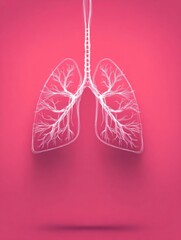 Minimalist Lung Illustration on a Vibrant Background Emphasizing Respiratory Health and Anatomy in an Educational Setting