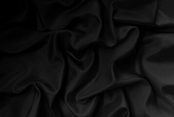 Dark soft true black and white silvery pale dusty silk satin fabric material.  Luxury elegant...